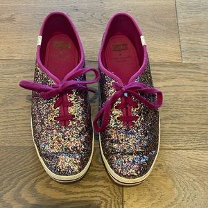 Kate Spade x Keds Magenta/Rainbow Glitter Shoes